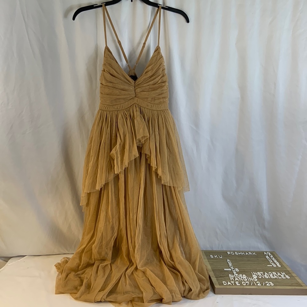 Nasty Gal Mustard Yellow Tulle Maxi Dress